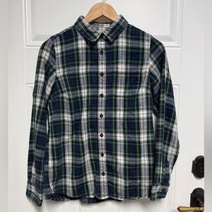 LL Bean Women's Slightly Fitted Scotch Plaid Flannel Shirt, XS Reg